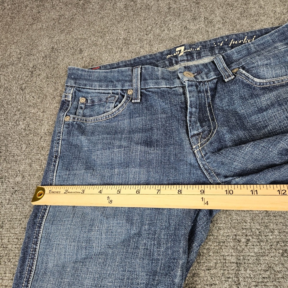 7‎ For All Mankind A Pocket Flare Jeans Medium Wash Blue Denim Size 28 Bootcut - Picture 10 of 11